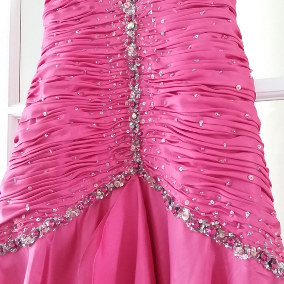 Tiffany Designs Beaded Ruched Prom Dress - Picture 3 of 5